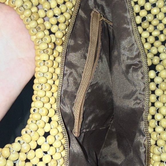 2/$15 Elegant Beaded Tan and Brown Tote Bag - Picture 3 of 3